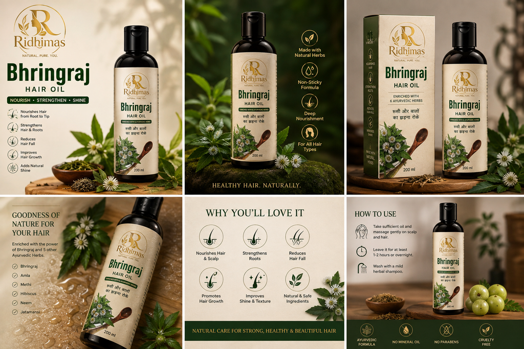 RIDHIMAS Bhringraj Hair Oil – Ayurvedic Herbal Hair & Scalp Care | 200 ml