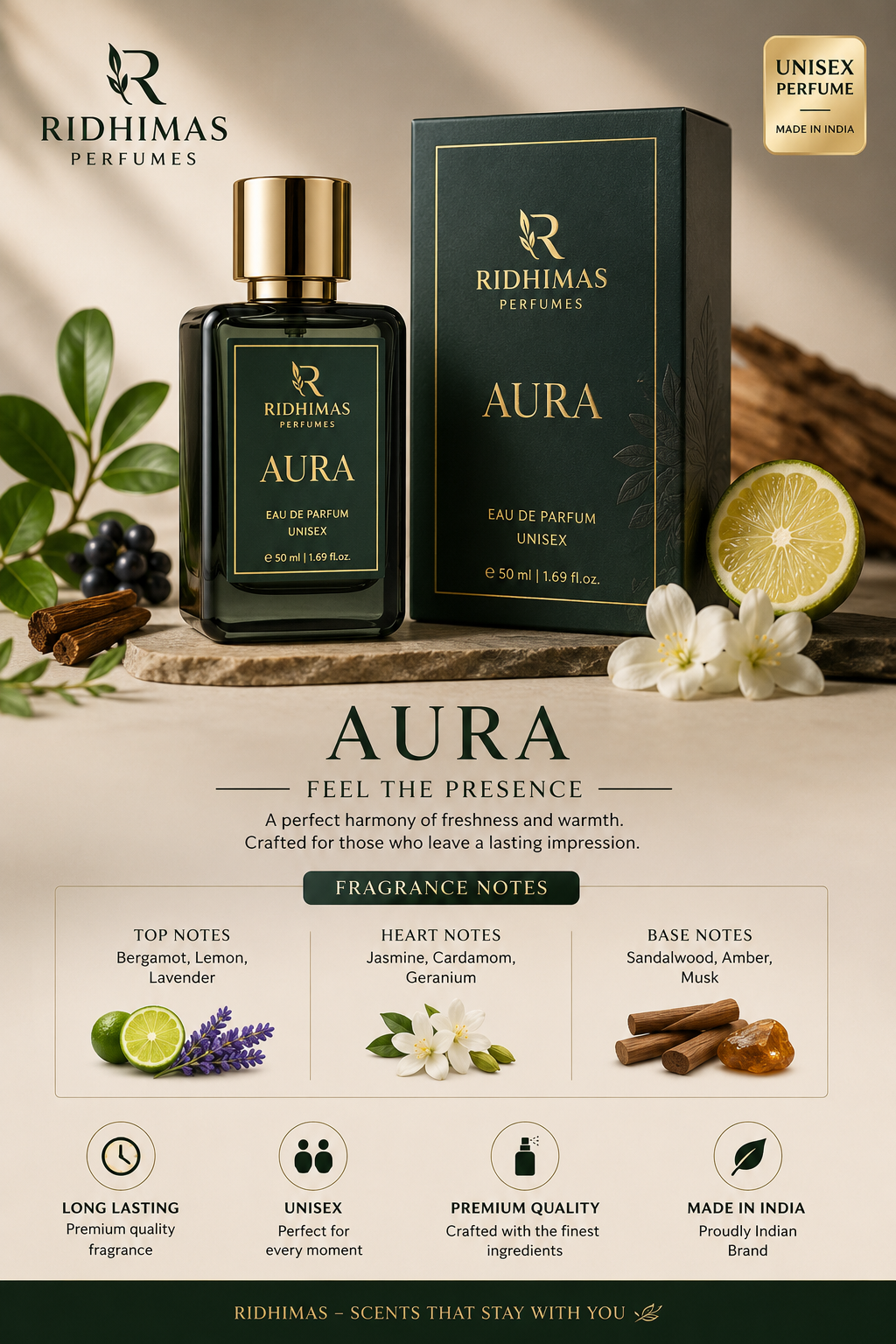 RIDHIMAS AURA – Unisex Eau de Parfum | 50 ml